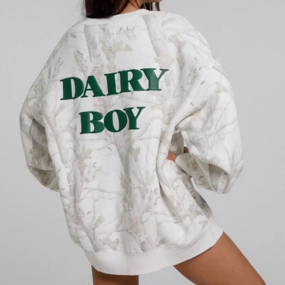 Dairy Boy Woodland Camo Crewneck - Green